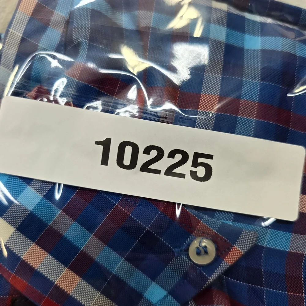 Paul & Shark Yachting Shirt Mens 42 Large Blue Red Plaid Long‎ Sleeve Italy Made